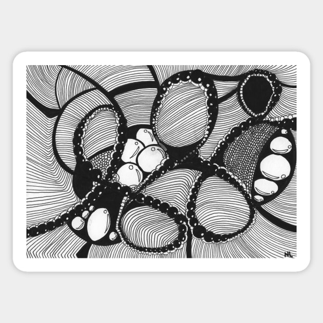 Abstract Black rings Sticker by Nathalodi